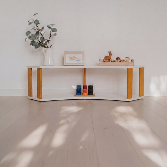 Modular Montessori Shelf Arch - 2 Shelves - White/brownish oil