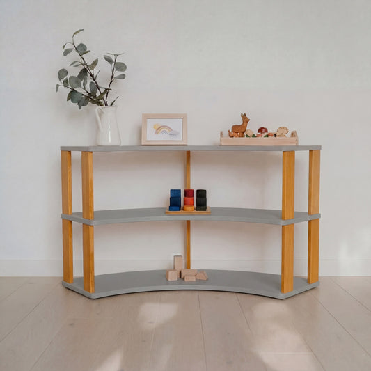 Modular Montessori Shelf Arch - 3 Shelves - Light grey/brownish oil