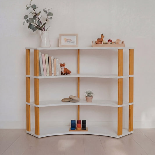 Modular Montessori Shelf Arch - 4 Shelves - White/brownish oil
