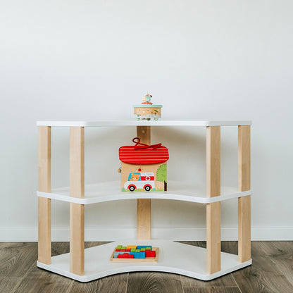 Modulární Montessori rohová police – 3 police
