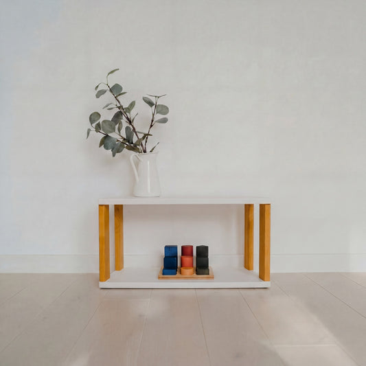 Modular Montessori Shelf Straight Mini - 2 Shelves - White/brownish oil