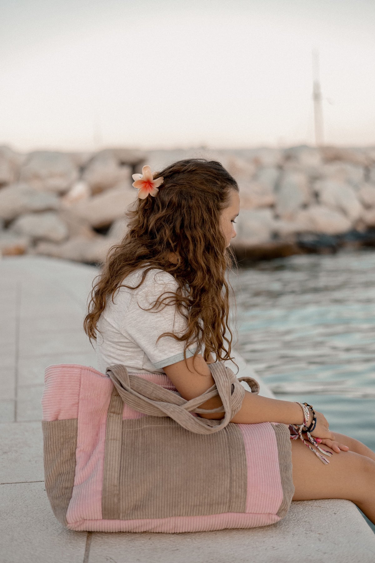 Mommy bag moi mili v růžovém odstínu Pink Coffee, samet a bavlna, šest kapes – fotografie 9