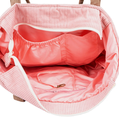 Mommy bag moi mili v růžovém odstínu Pink Coffee, samet a bavlna, šest kapes – fotografie 8