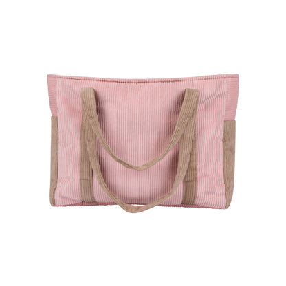 Mommy bag moi mili v růžovém odstínu Pink Coffee, samet a bavlna, šest kapes – fotografie 7