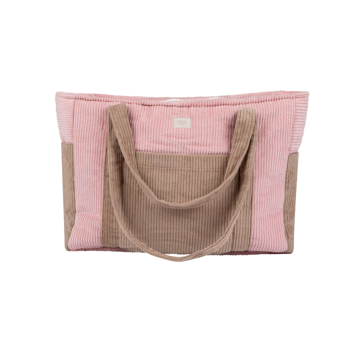 Mommy bag moi mili v růžovém odstínu Pink Coffee, samet a bavlna, šest kapes – fotografie 6