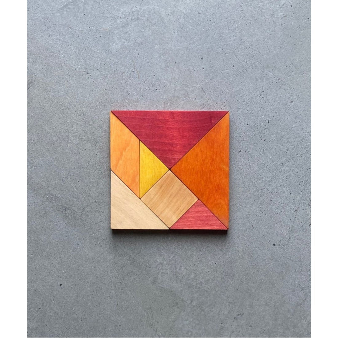 Dřevěný tangram Wooden Story v teplých barvách, 7 dílů se sáčkem – pohled 6