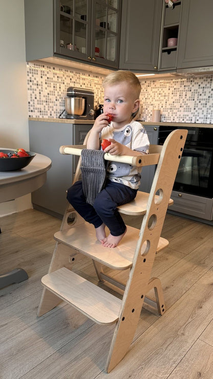 Montessori učící věž a jídelní židlička Louis