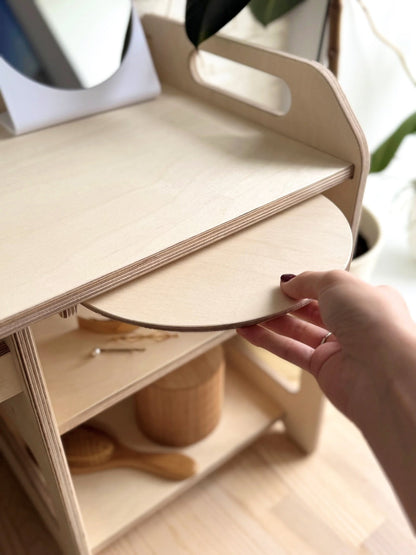 Montessori dřevěný umyvadlový pult s úložným prostorem – velký