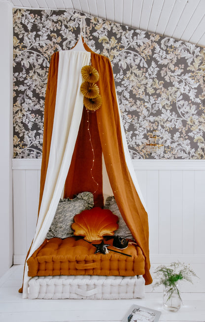 Karamelová nebesa z bavlny a lnu moi mili Caramel Circus, látka 240 cm na kovovém kruhu 50 cm – fotografie 12