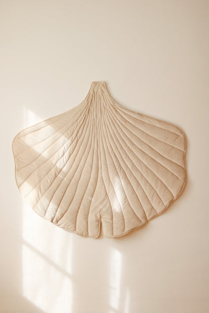 Organic Cotton and Velvet Ginkgo Leaf Playmat - Cream