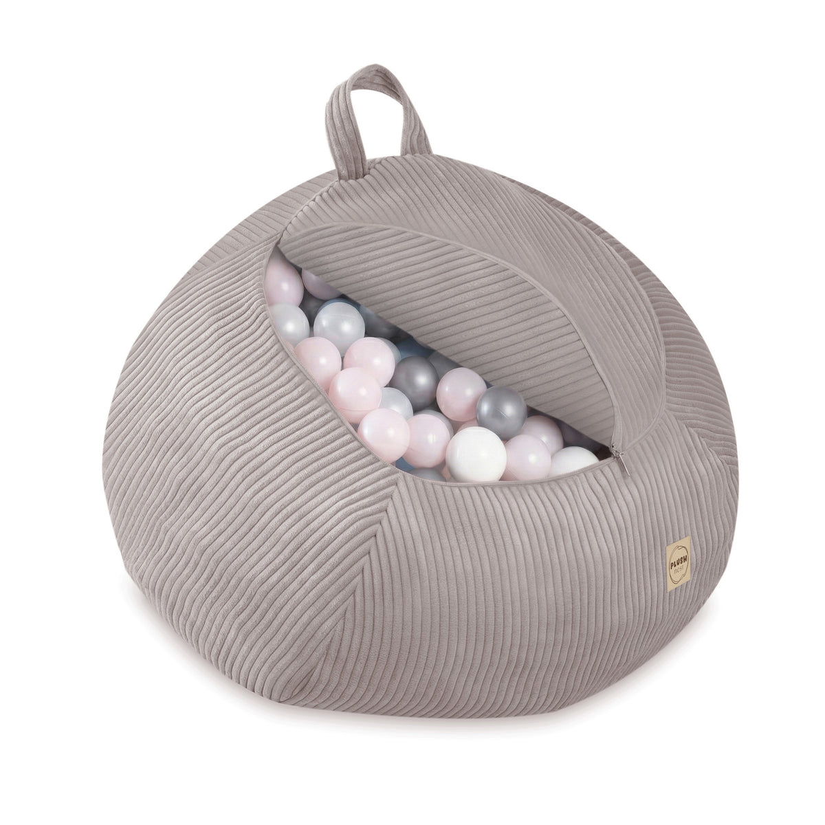 Vak na plyšáky a dětský puf Plush Nest z béžového manšestru, po naplnění 82 × 82 × 50 cm – fotografie 6
