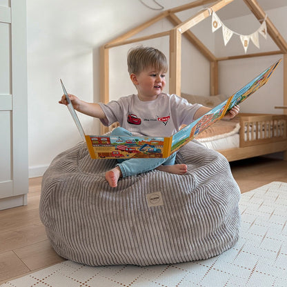 Vak na plyšáky a dětský puf Plush Nest z béžového manšestru, po naplnění 82 × 82 × 50 cm – fotografie 2