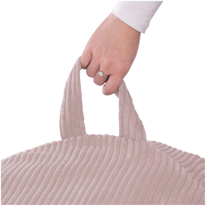 Vak na hračky a dětský puf Plush Nest ze světle růžového manšestru, 82 × 82 × 50 cm – fotografie 8
