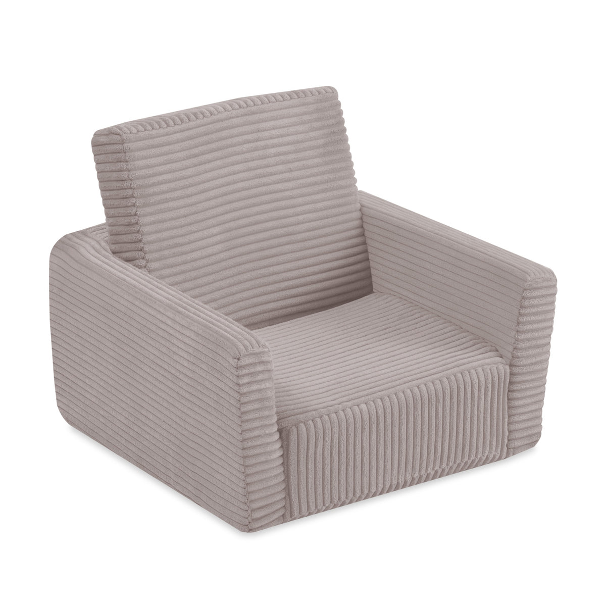 Rozkládací dětské křesílko 2v1 Plush Nest CUBIE Mini z béžového manšestru, složené i rozložené – fotografie 8
