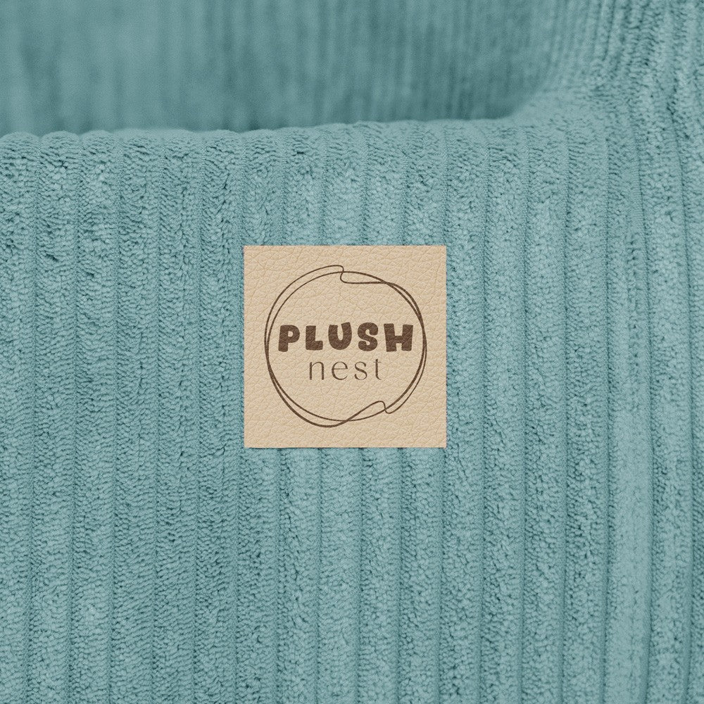 Modré pěnové dětské křesílko Plush Nest Dream Corner z manšestru se zaobleným opěradlem – fotografie 8