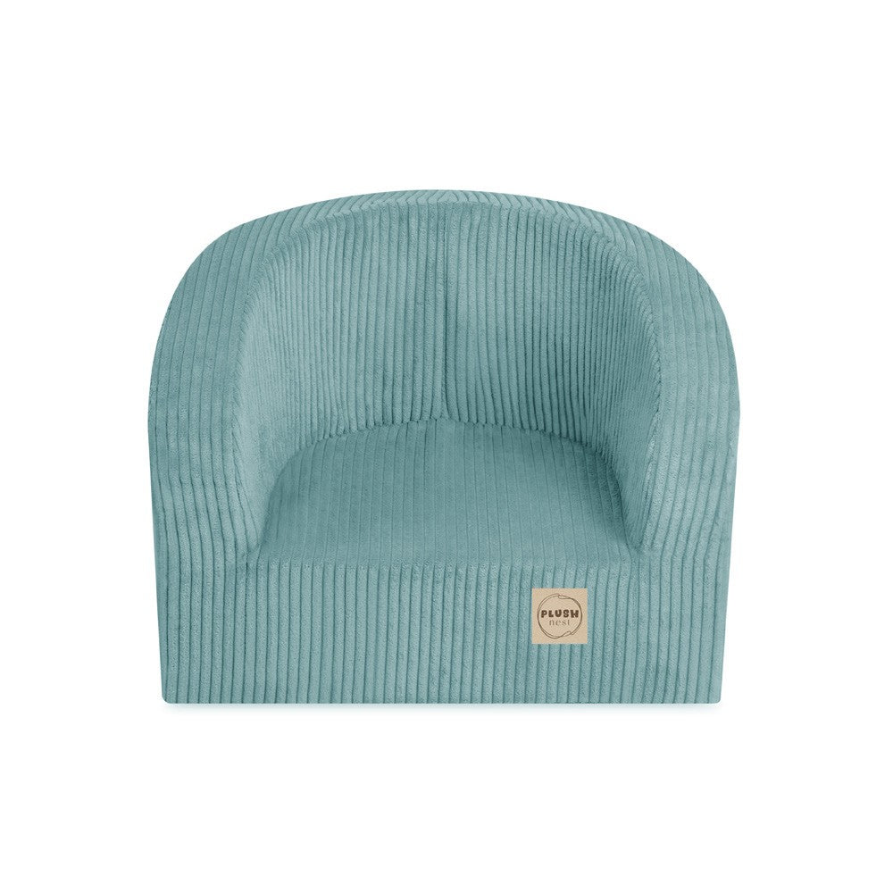 Modré pěnové dětské křesílko Plush Nest Dream Corner z manšestru se zaobleným opěradlem – fotografie 4