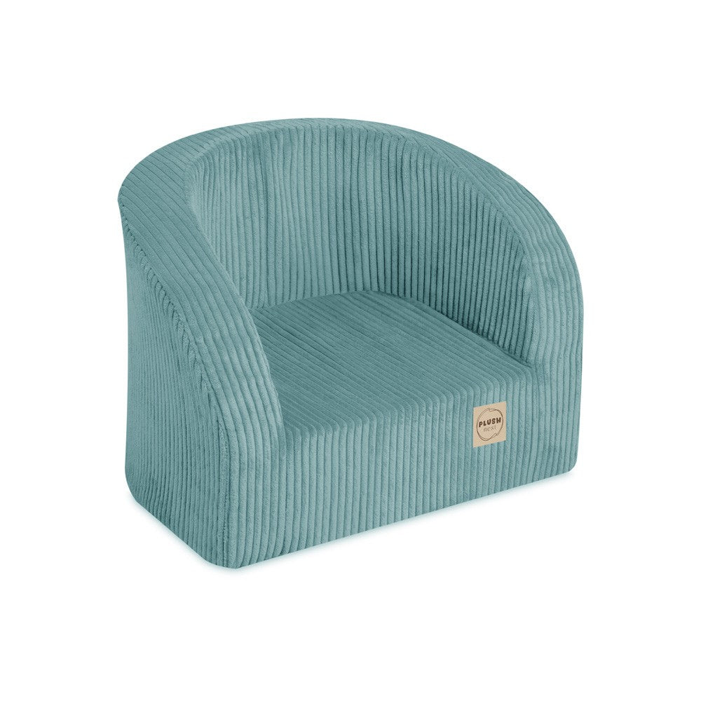 Modré pěnové dětské křesílko Plush Nest Dream Corner z manšestru se zaobleným opěradlem – fotografie 3
