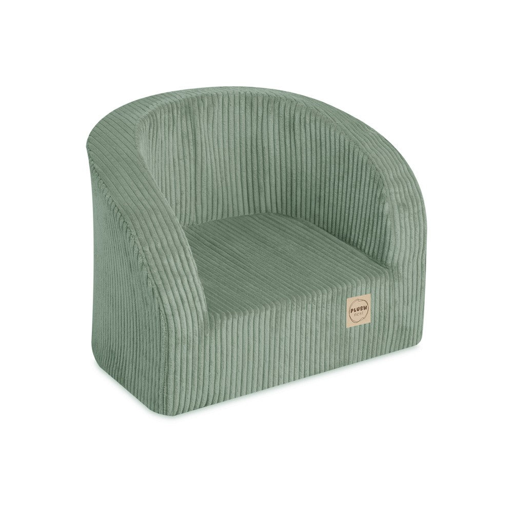 Zelené pěnové křesílko pro děti Plush Nest Dream Corner z manšestru s opěradlem a boky – fotografie 5