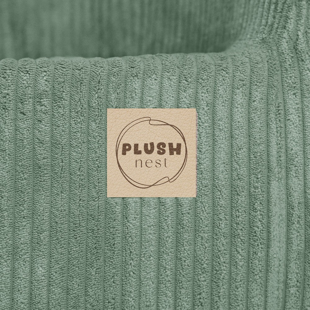Zelené pěnové křesílko pro děti Plush Nest Dream Corner z manšestru s opěradlem a boky – fotografie 9