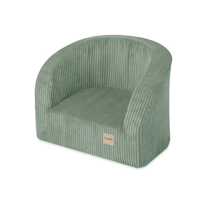 Zelené pěnové křesílko pro děti Plush Nest Dream Corner z manšestru s opěradlem a boky