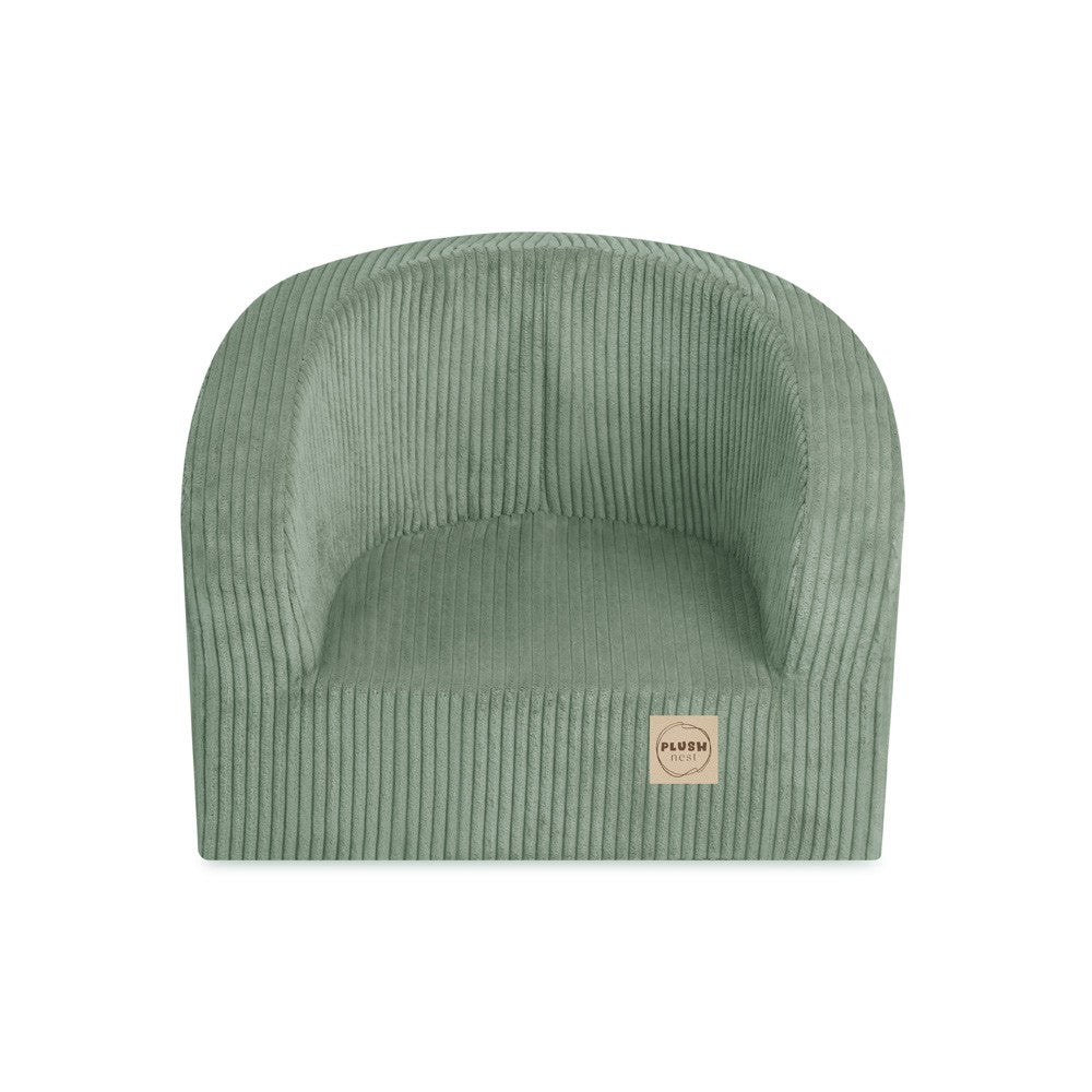 Zelené pěnové křesílko pro děti Plush Nest Dream Corner z manšestru s opěradlem a boky – fotografie 6