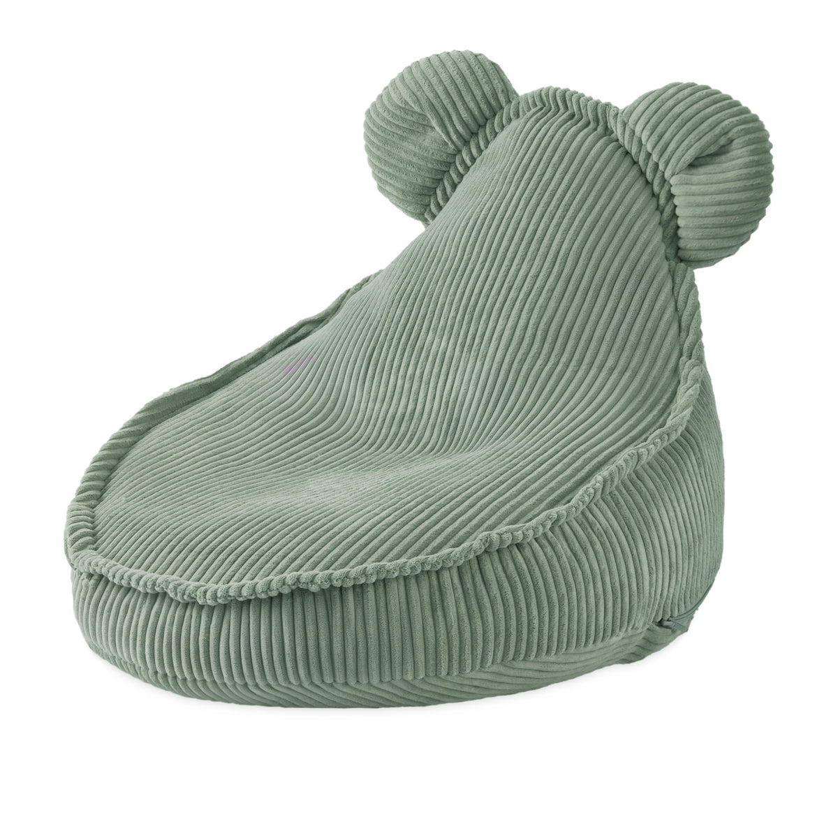Zelené dětské křeslo medvídek Plush Nest Huggy Bear z manšestru s medvědími oušky