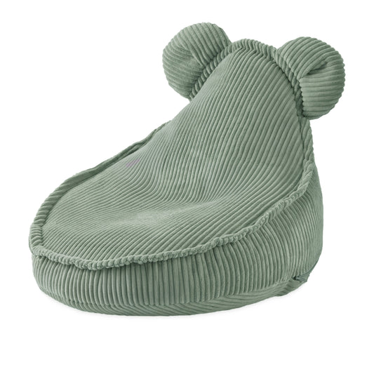 Zelené dětské křeslo medvídek Plush Nest Huggy Bear z manšestru s medvědími oušky
