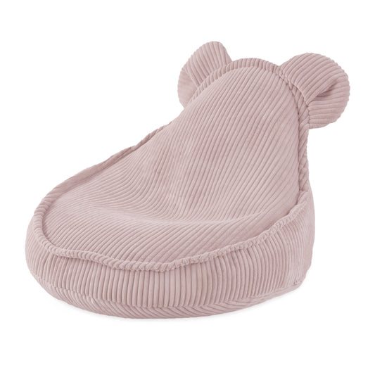 Světle růžové křesílko pro děti Plush Nest Huggy Bear z manšestru s medvědími oušky