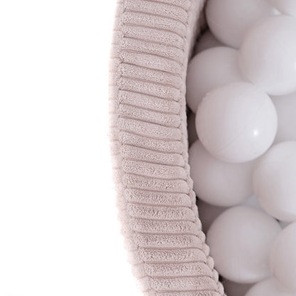 Suchý bazének s míčky Plush Nest, světle růžový manšestr 90 × 30 cm, perleťové, světle růžové a zlaté míčky – fotografie 4
