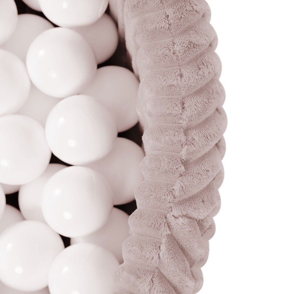 Suchý bazének Plush Nest, růžový Puffy Lamell 90 × 30 cm, perleťové, perleťově světle růžové a zlaté míčky – fotografie 4