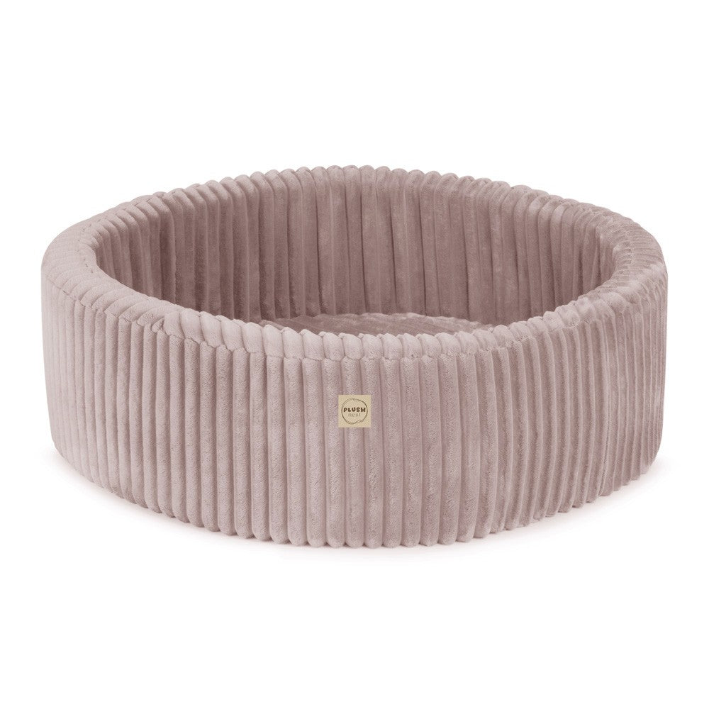 Suchý bazének Plush Nest, růžový Puffy Lamell 90 × 30 cm, perleťové, perleťově světle růžové a zlaté míčky – fotografie 5