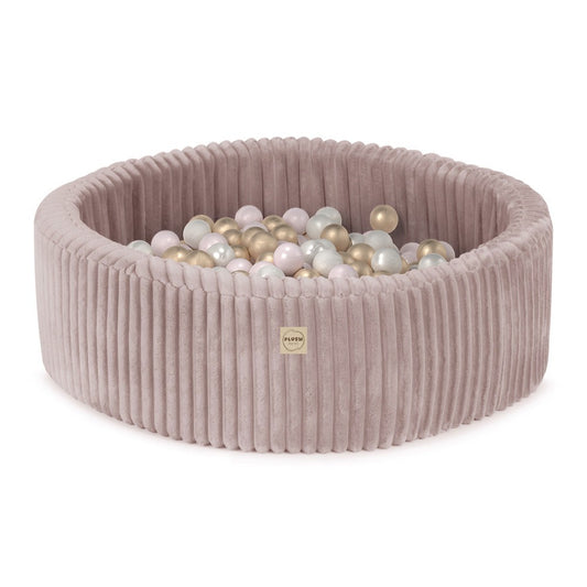 Suchý bazének Plush Nest, růžový Puffy Lamell 90 × 30 cm, perleťové, perleťově světle růžové a zlaté míčky