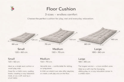 Quilted Kids' Floor Cushion, Green, 3 Sizes Available