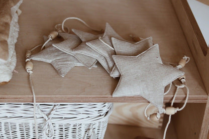 Lněná girlanda moi mili Sand Star Dust se šesti pískovými hvězdami 15 × 15 cm, délka 3 m – fotografie 2