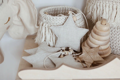 Lněná girlanda moi mili Sand Star Dust se šesti pískovými hvězdami 15 × 15 cm, délka 3 m – fotografie 4