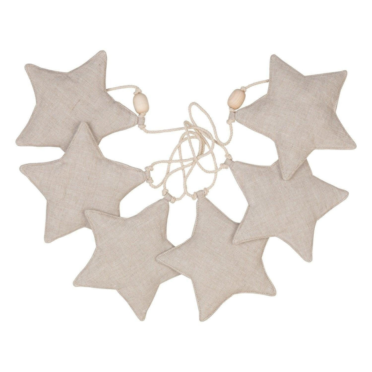 Lněná girlanda moi mili Sand Star Dust se šesti pískovými hvězdami 15 × 15 cm, délka 3 m – fotografie 8