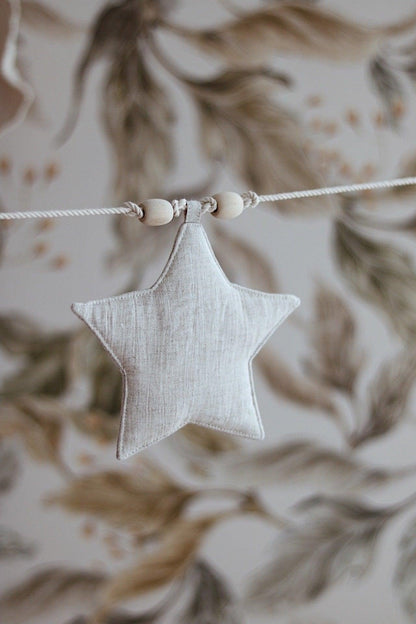 Lněná girlanda moi mili Sand Star Dust se šesti pískovými hvězdami 15 × 15 cm, délka 3 m – fotografie 3