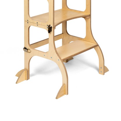 STEP'n'SIT® Convertible 2-in-1 Helper Tower/Table With Support Legs - Natural wood