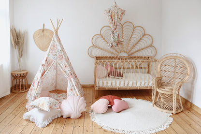 Teepee pro děti Flower Power moi mili s ručně malovanými květinami a okénkem se záclonkou – fotografie 4