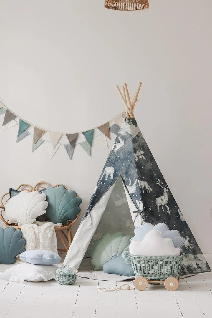 Dětské teepee Night Sky moi mili s motivem hvězdných zvířat na noční obloze, bavlna – fotografie 3