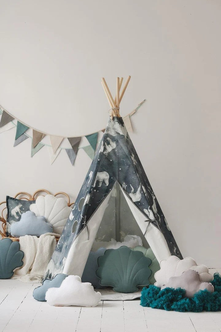Dětské teepee Night Sky moi mili s motivem hvězdných zvířat na noční obloze, bavlna – fotografie 4
