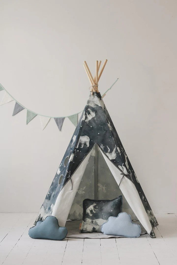 Dětské teepee Night Sky moi mili s motivem hvězdných zvířat na noční obloze, bavlna – fotografie 5
