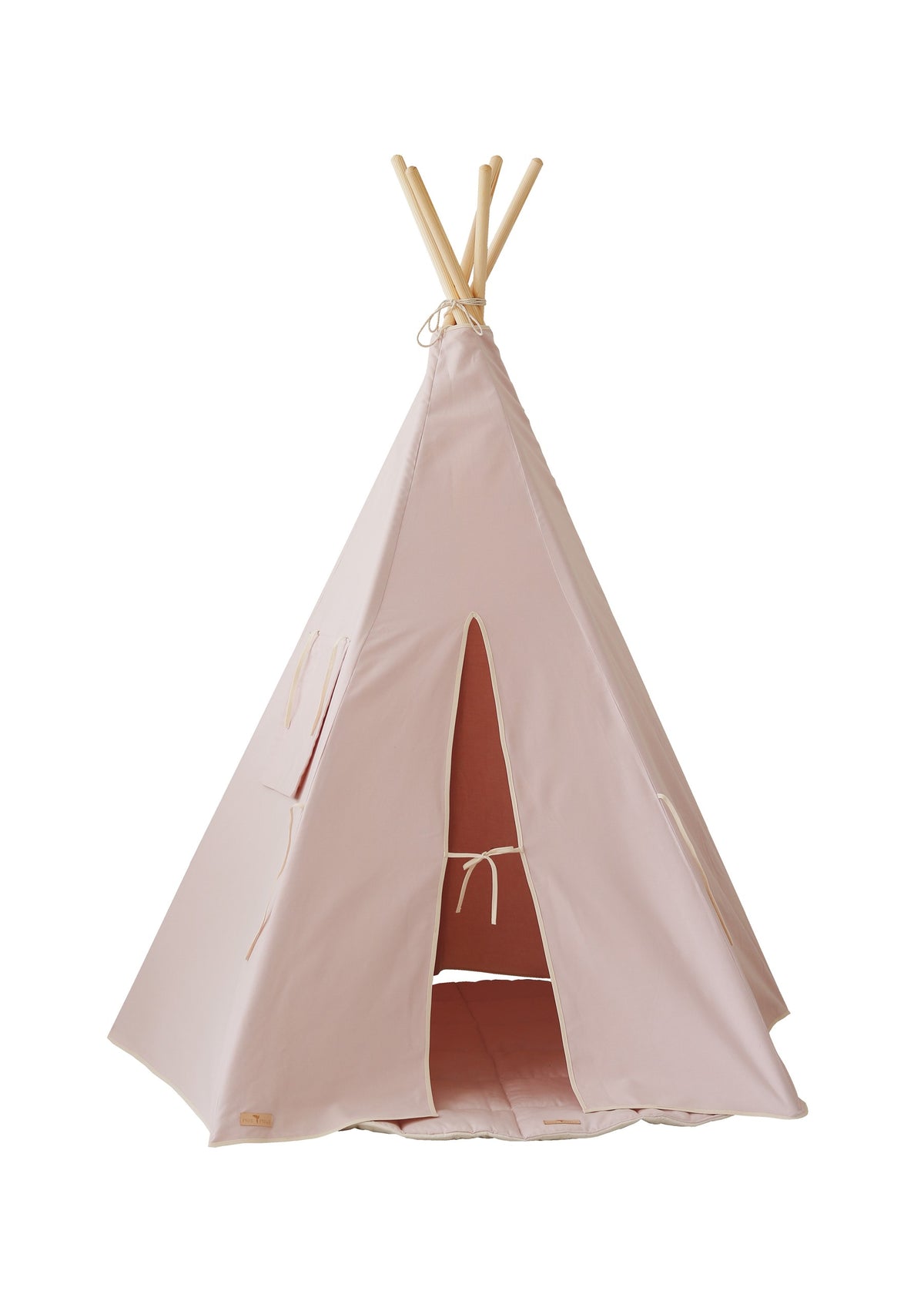 Růžové dětské teepee moi mili z bavlny, jednobarevné, s okénkem se záclonkou
