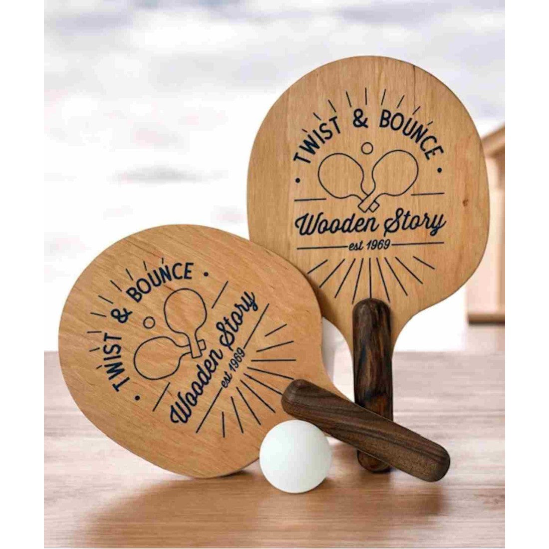 Dřevěné pálky Twist & Bounce Wooden Story, 2 ks s míčkem – pohled 3