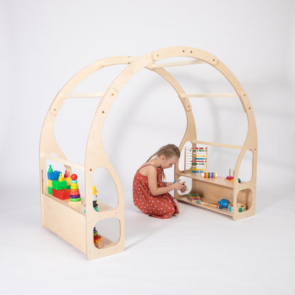 Montessori herní stanice – dětská kuchyňka, obchod a úložný prostor