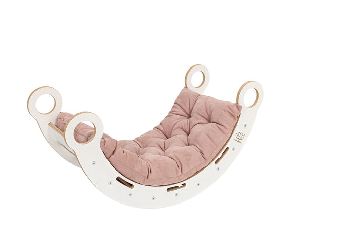 MeowBaby® Dřevěné houpadlo střední se skluzavkou a polštářem