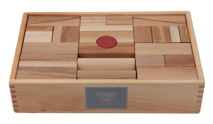 Dřevěné kostky Wooden Story XL v dřevěné krabičce, přírodní odstíny dřeva, 63 ks – pohled 5