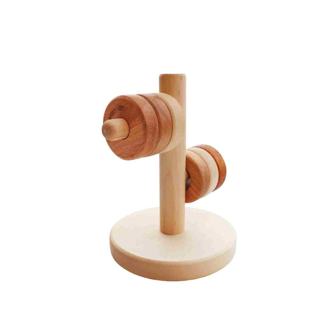 Vodorovná navlékací skládačka Wooden Story, 6 dřevěných kotoučů na tyči – pohled 3