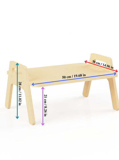 Dětský stolek na zem OakHill s deskou 21 cm nad podlahou a madly po stranách – pohled 3
