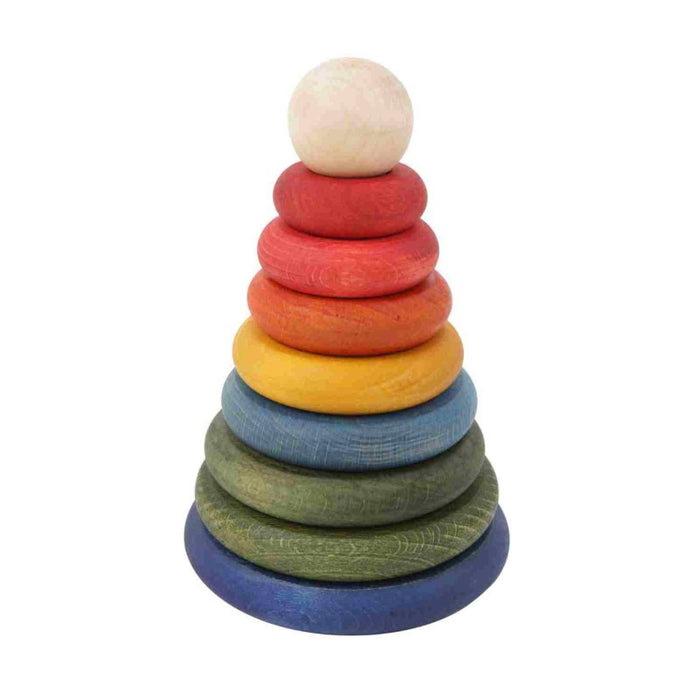 Dřevěná skládací pyramida Wooden Story – kruhová, barevná